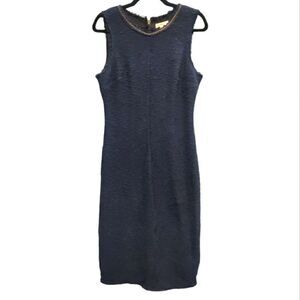 REBECCA TAYLOR Chambray Sleeveless Dress Chain Neckline Women’s Size 10 Blue